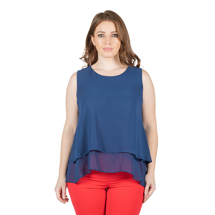 Oltre Tempo Top georgette chiffon con balza Offerte