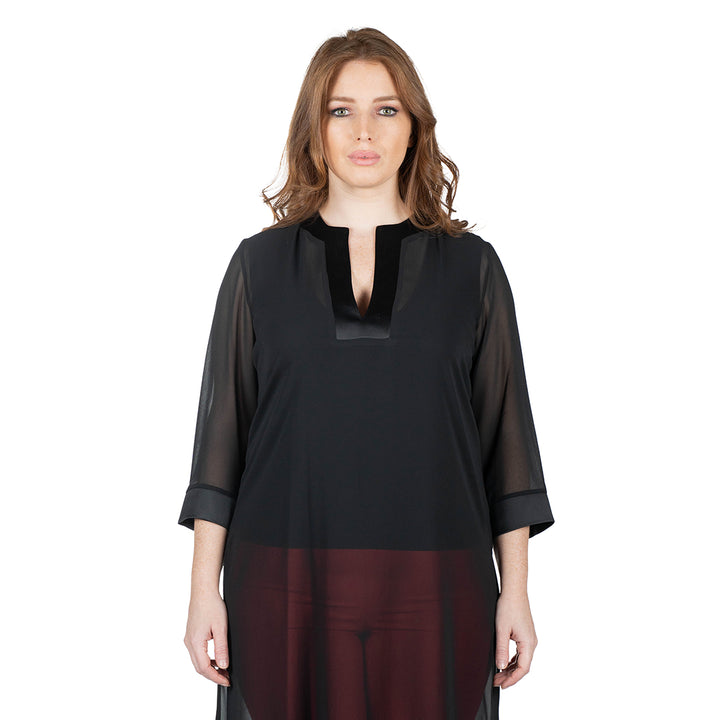 Oltre Tempo Kaftano in georgette chiffon con spacchi ai lati Soddisfazione Garantita