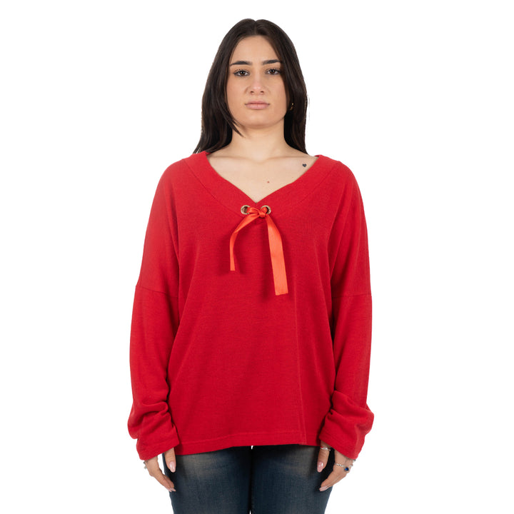 Oltre Tempo Maglia scollo V con occhielli strass Fino Al -60%