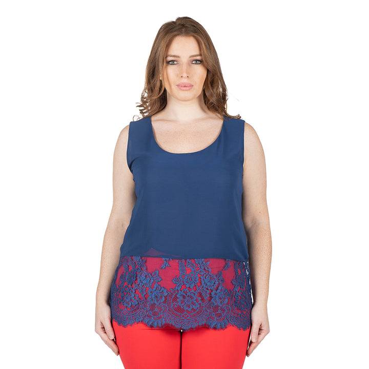 Oltre Tempo Top con pizzo al fondo Sconto