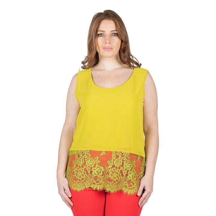 Oltre Tempo Top con pizzo al fondo Sconto