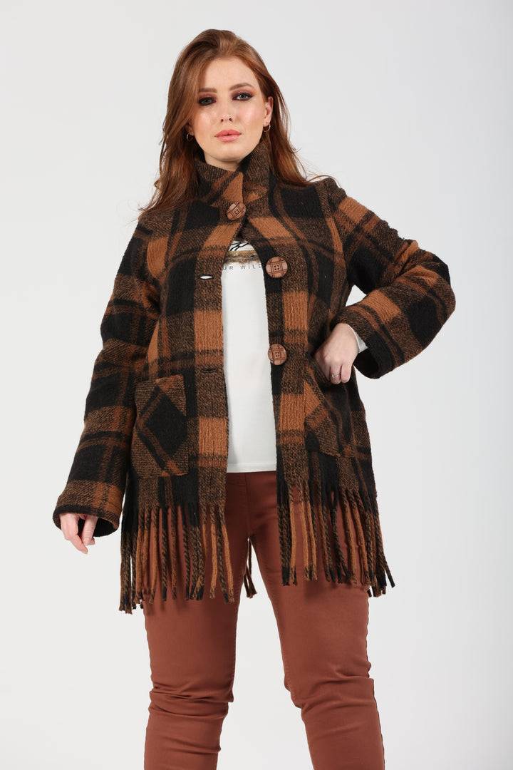 Oltre Tempo Cappotto corto in lana a quadri Consegna Veloce