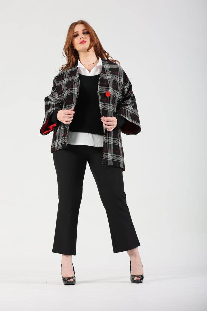 Oltre Tempo Giacca asimmetrica fantasia tartan Convenienza