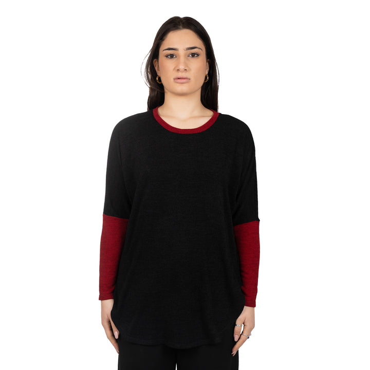 Oltre Tempo Maglia mano lana con contrasti Online