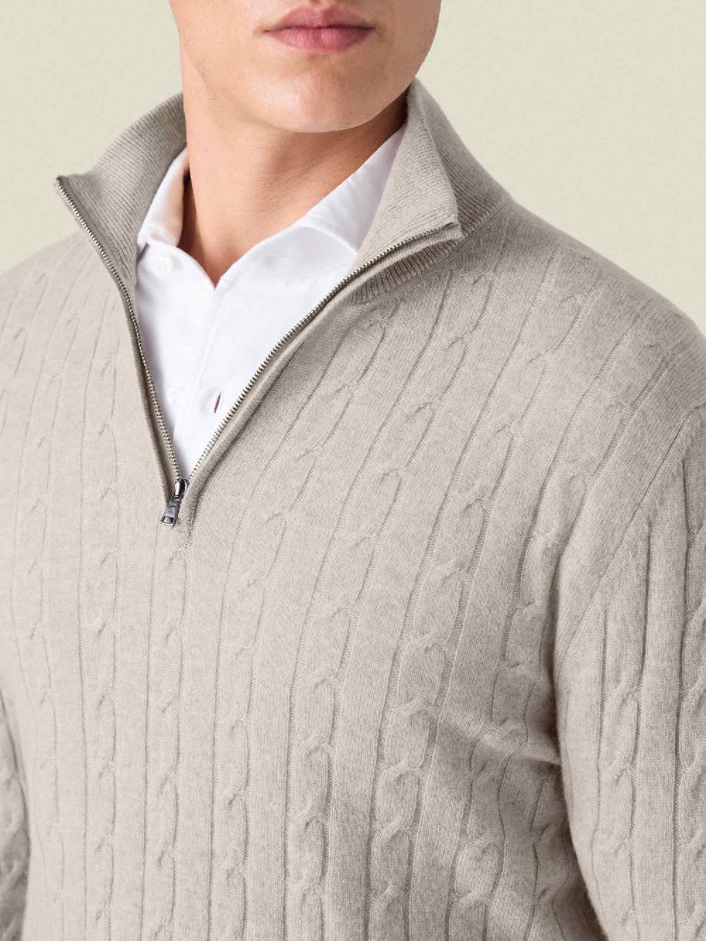 Luca Faloni Cable Knit Zip-up2-Ply Cashmere Saldi