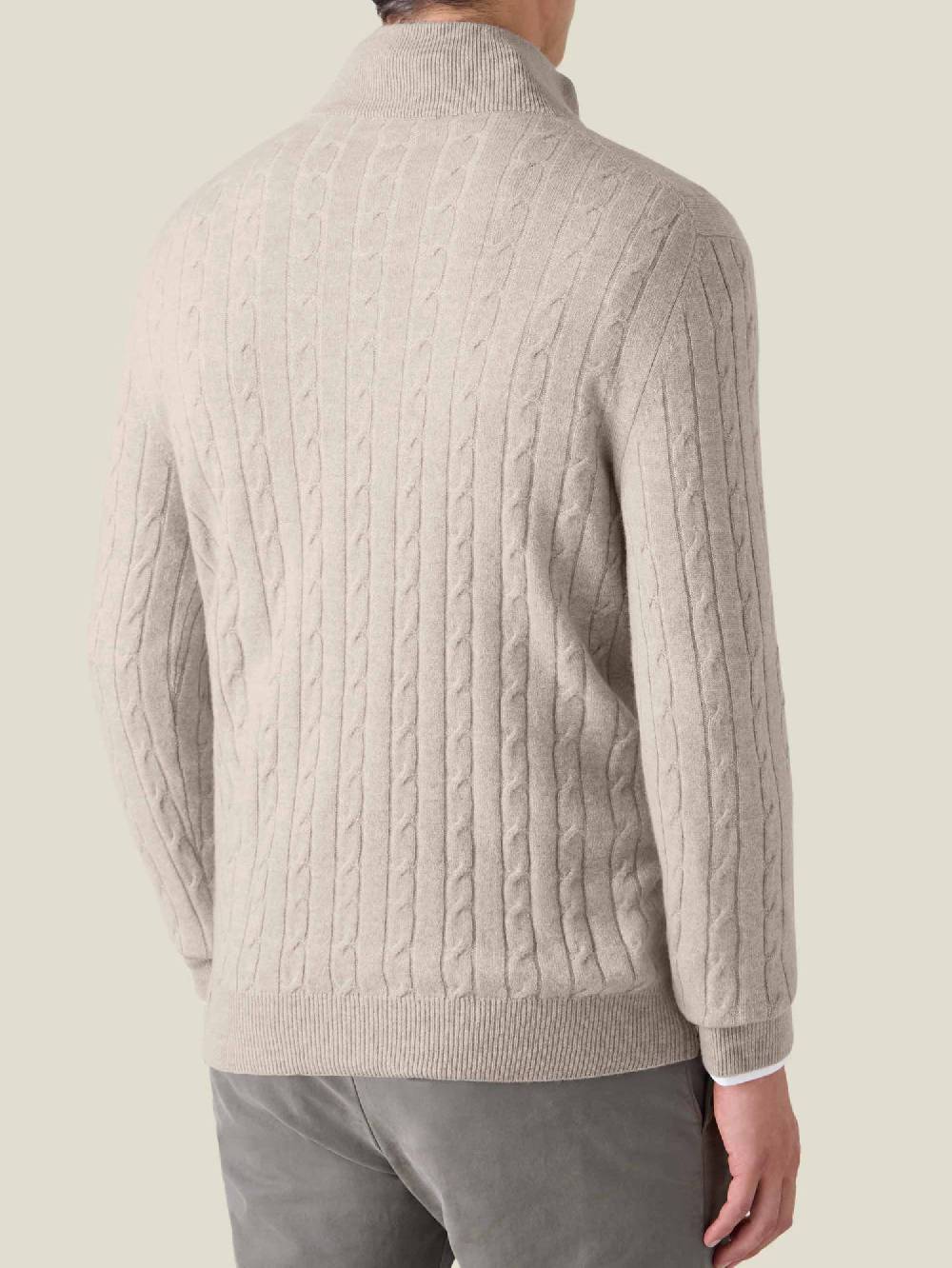 Luca Faloni Cable Knit Zip-up2-Ply Cashmere Saldi