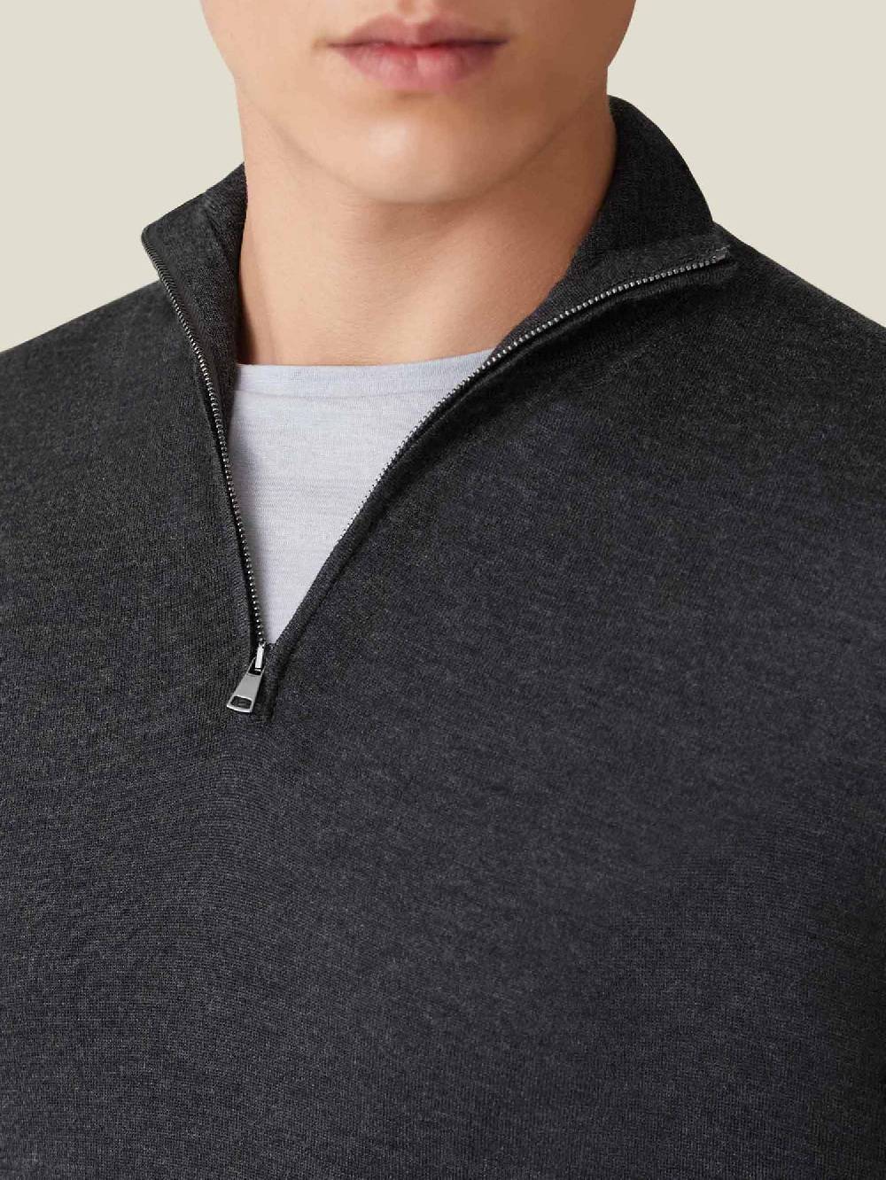 Luca Faloni Maglia con collo mezza zipSeta-Cashmere Vendita Calda
