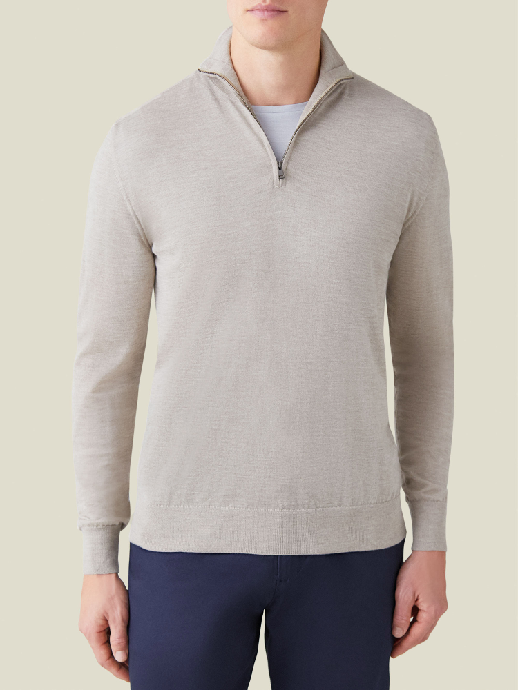 Luca Faloni Maglia con collo mezza zipSeta-Cashmere