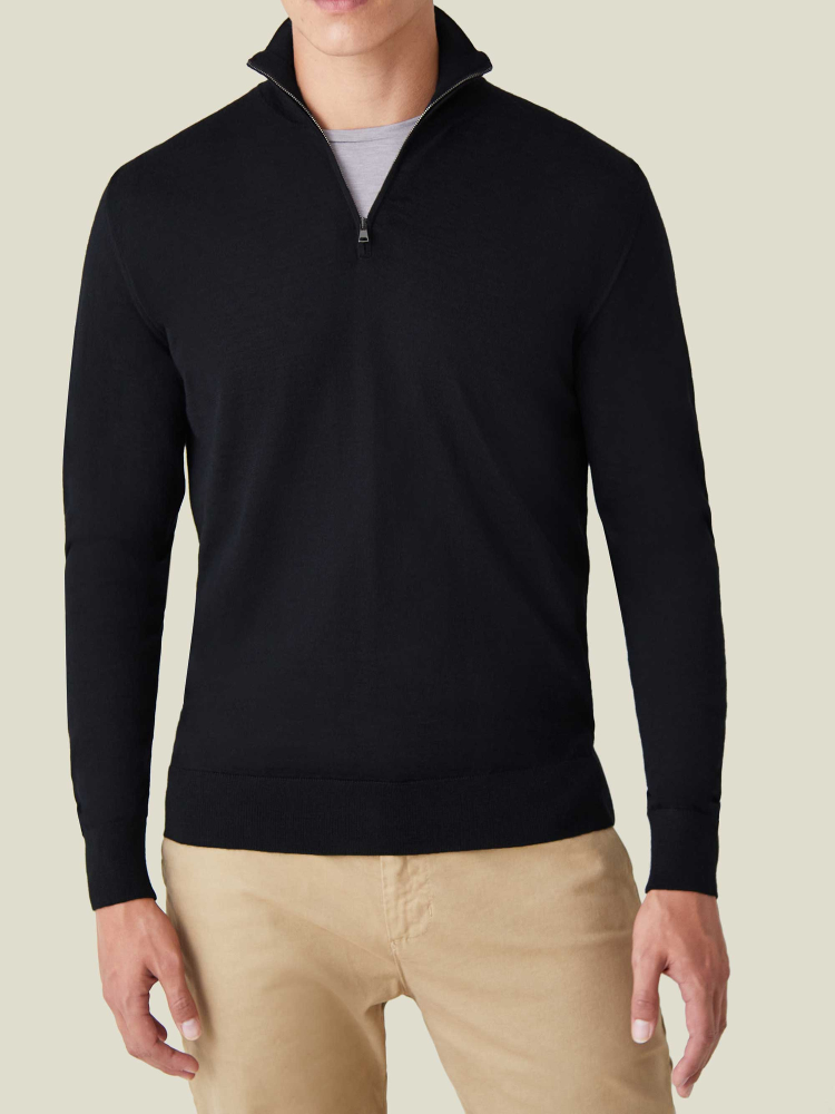 Luca Faloni Maglia con collo mezza zipSeta-Cashmere