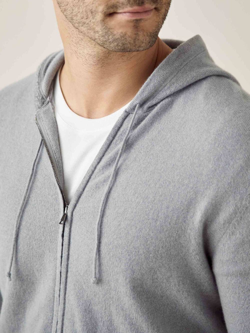 Luca Faloni Felpa con cappuccio e zipcashmere a 2 fili Sottocosto