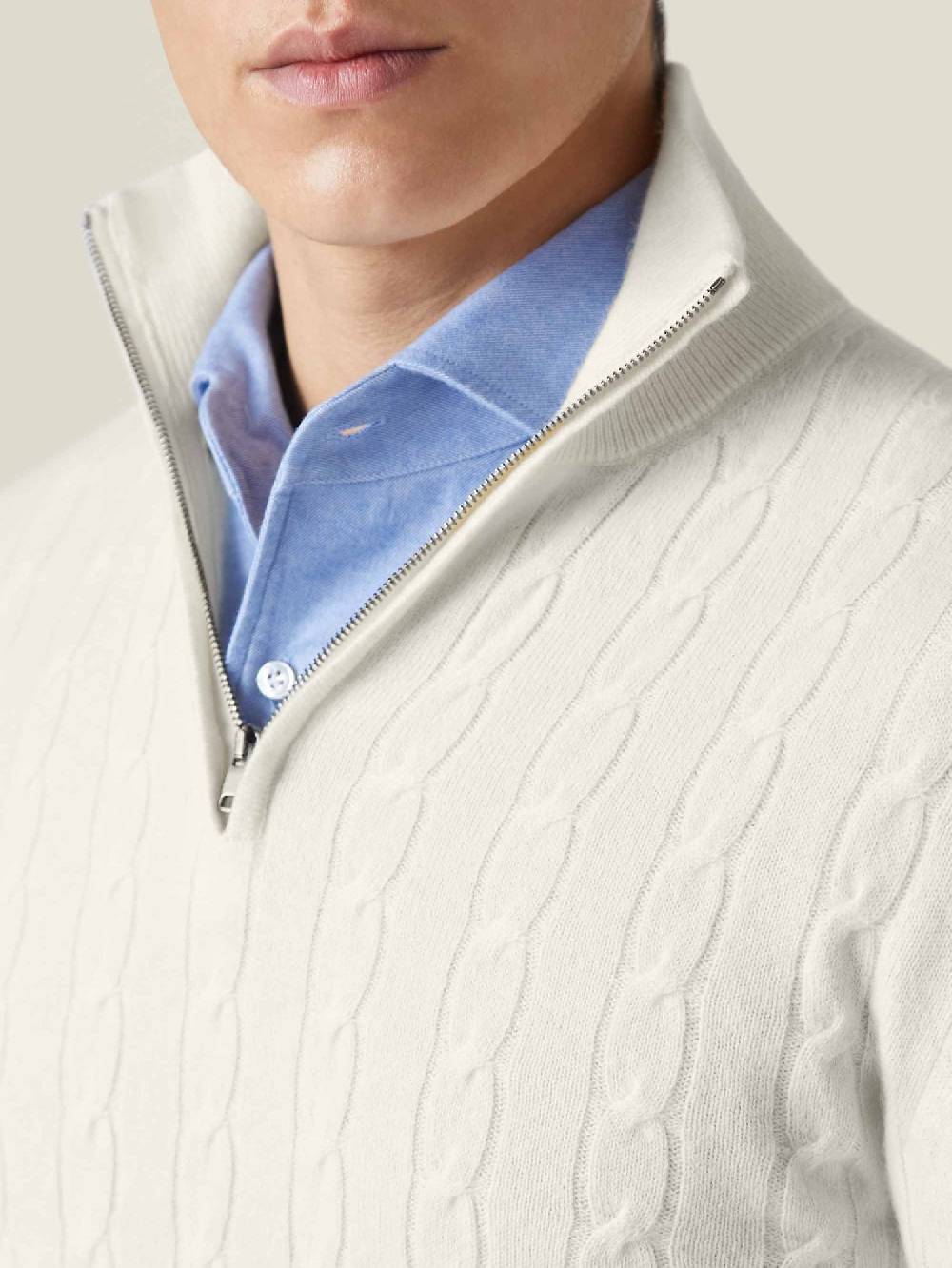 Luca Faloni maglia mezzocollo a trecce con zipcashmere a 2 fili Saldi