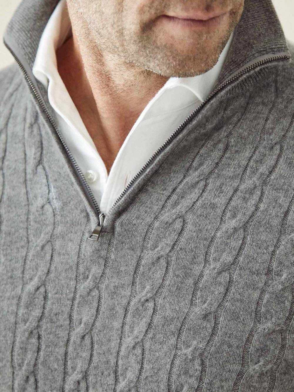 Luca Faloni maglia mezzocollo a trecce con zipcashmere a 2 fili Saldi Di Fabbrica