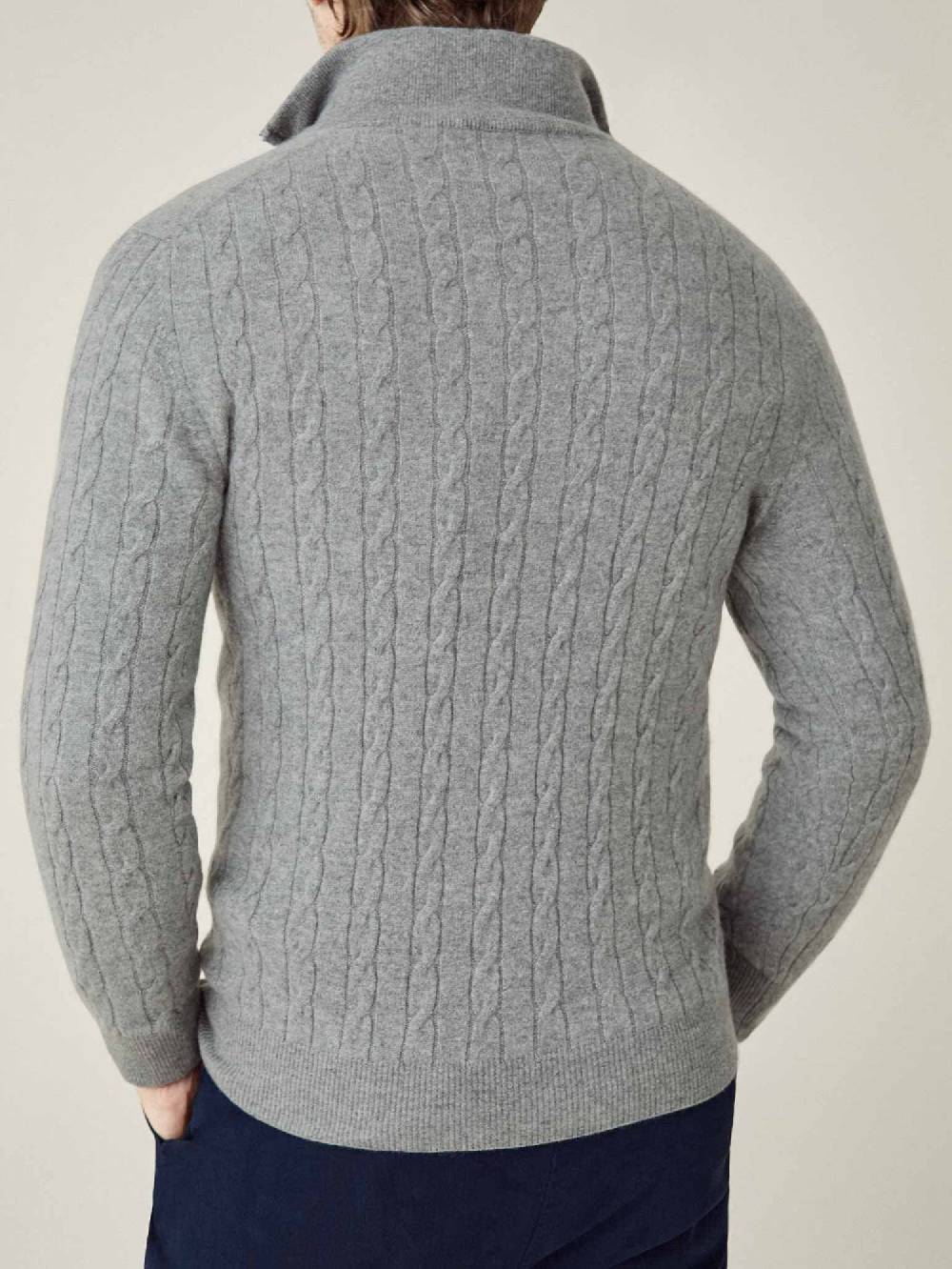 Luca Faloni maglia mezzocollo a trecce con zipcashmere a 2 fili Saldi Di Fabbrica