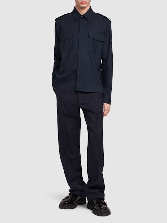 Luisaviaroma Camicia military in tela di lana Comprare a buon mercato