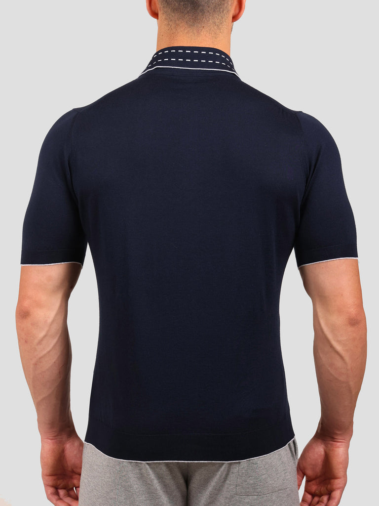 Svevo Maglia Polo 100% Cotone Supersoft Blu Navy e Bianca Promozione Limitata