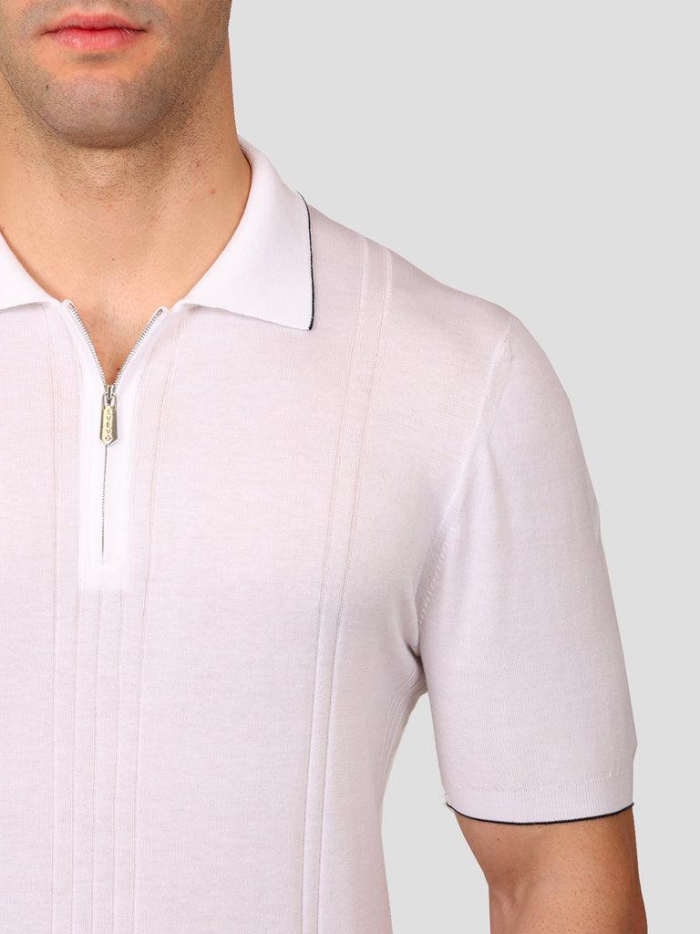 Svevo Maglia Polo con Zip 100% Cotone Supersoft Bianca Convenienza