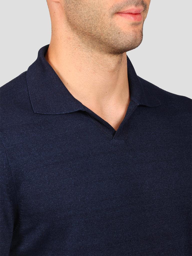 Svevo Maglia Scollo a V 100% Cotone Indaco Saldi