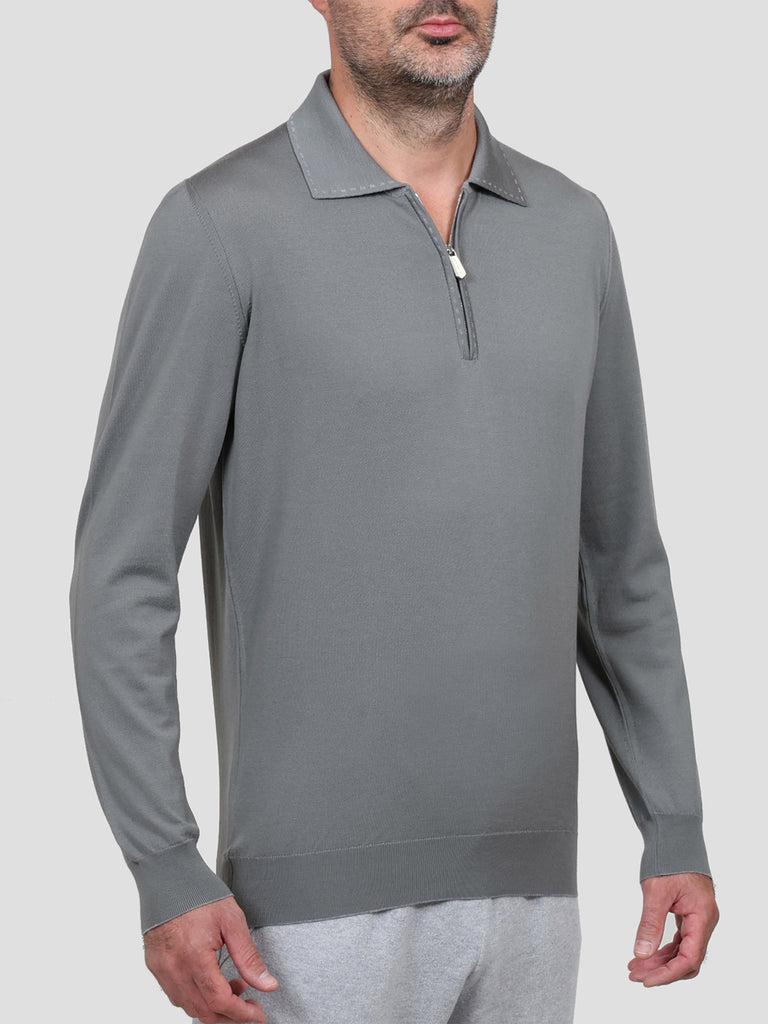 Svevo Maglia Polo Lana Merino Superfine 160's Grigia Vendita Calda