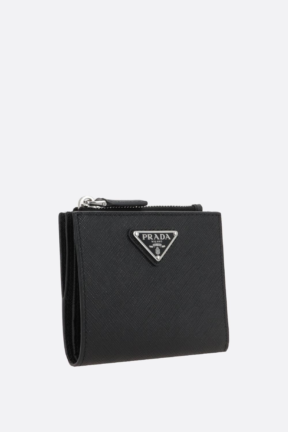 PRADA portafogli compatto in pelle Saffiano Negozi Online