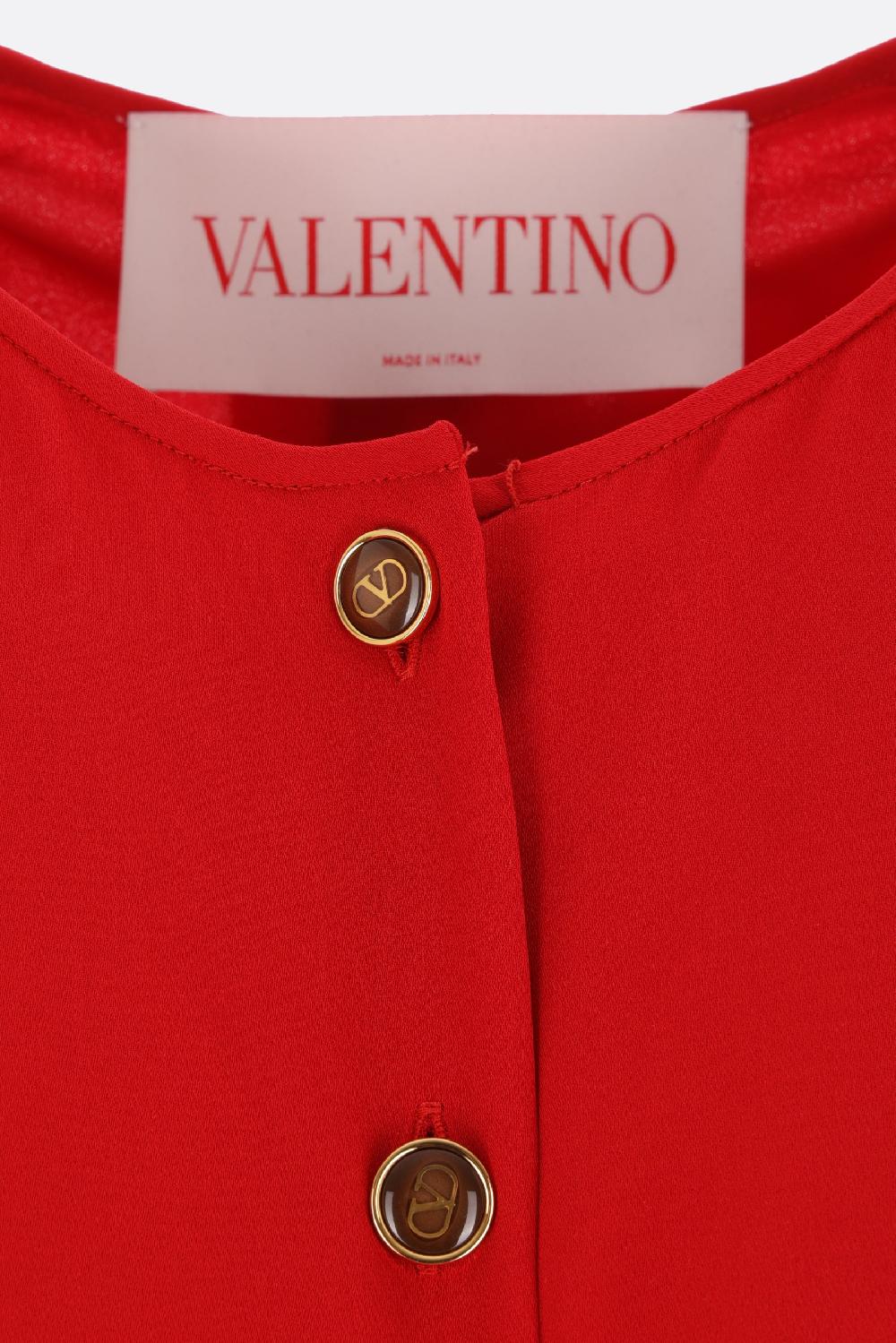 VALENTINO GARAVANI abito midi in georgette con rouches In Saldo