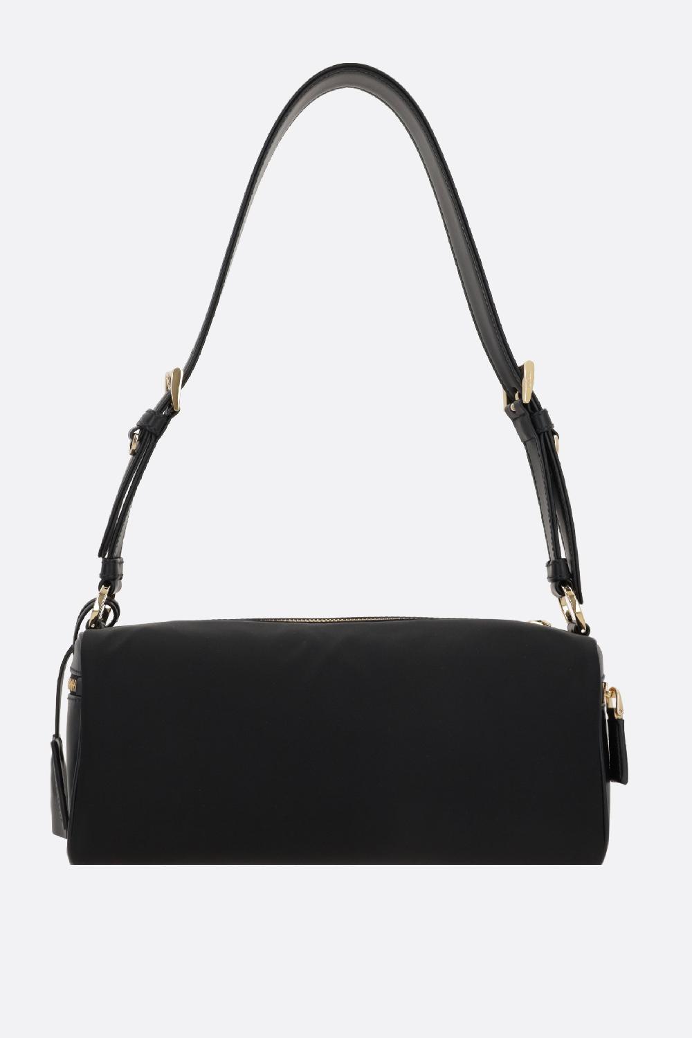 PRADA borsa a spalla media in Re-Nylon e pelle liscia Saldi Di Fabbrica