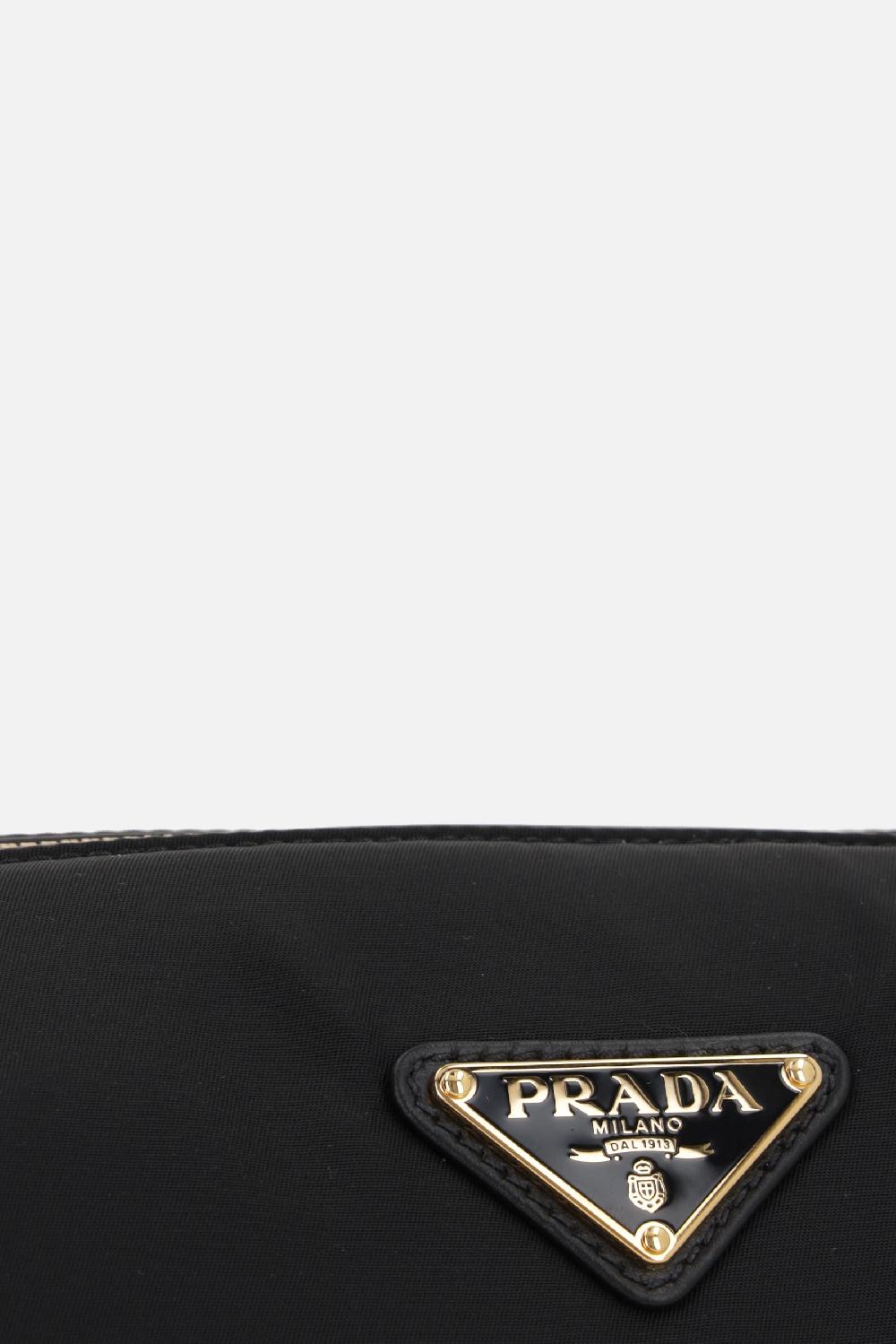 PRADA borsa a spalla media in Re-Nylon e pelle liscia Saldi Di Fabbrica
