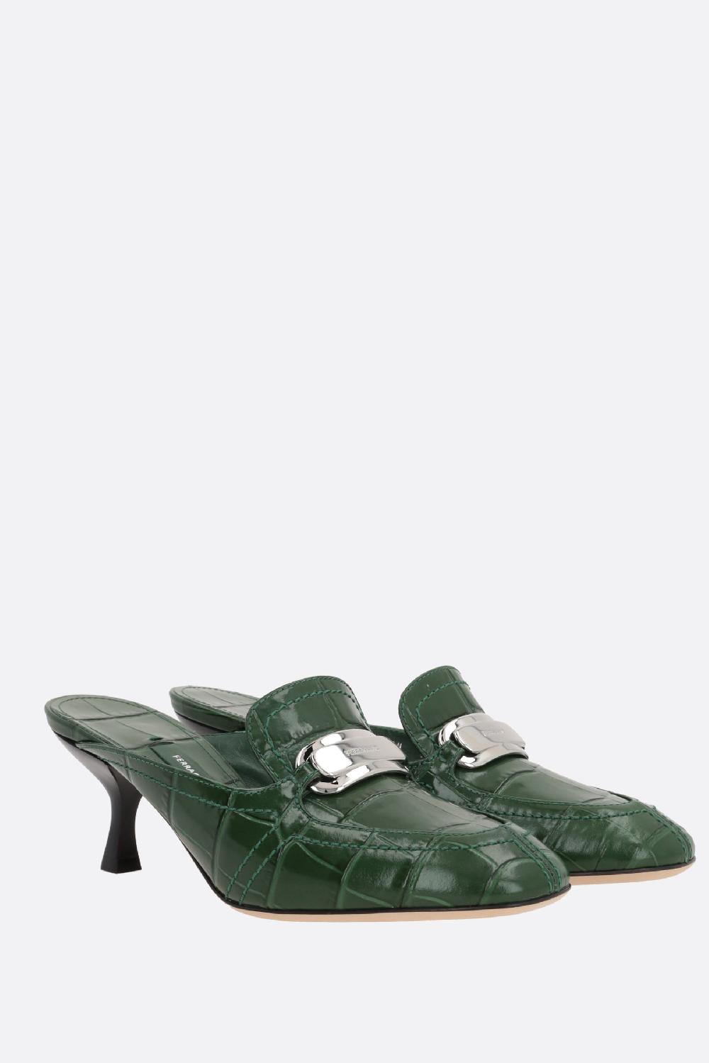 FERRAGAMO mule Elodye in pelle stampa coccodrillo 2025