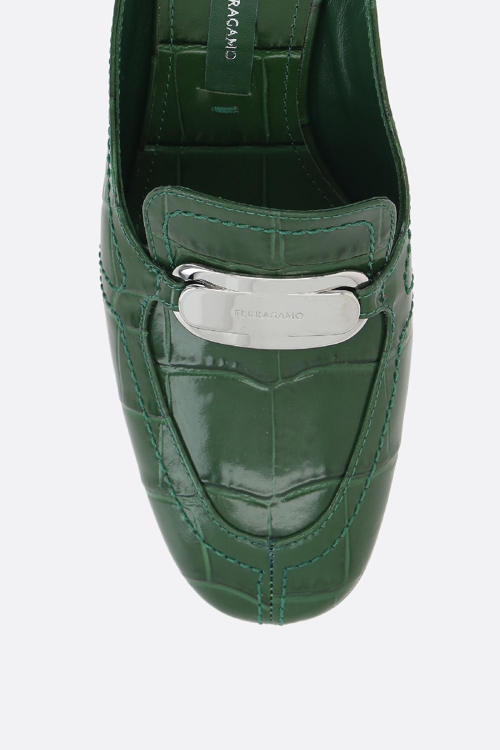 FERRAGAMO mule Elodye in pelle stampa coccodrillo 2025
