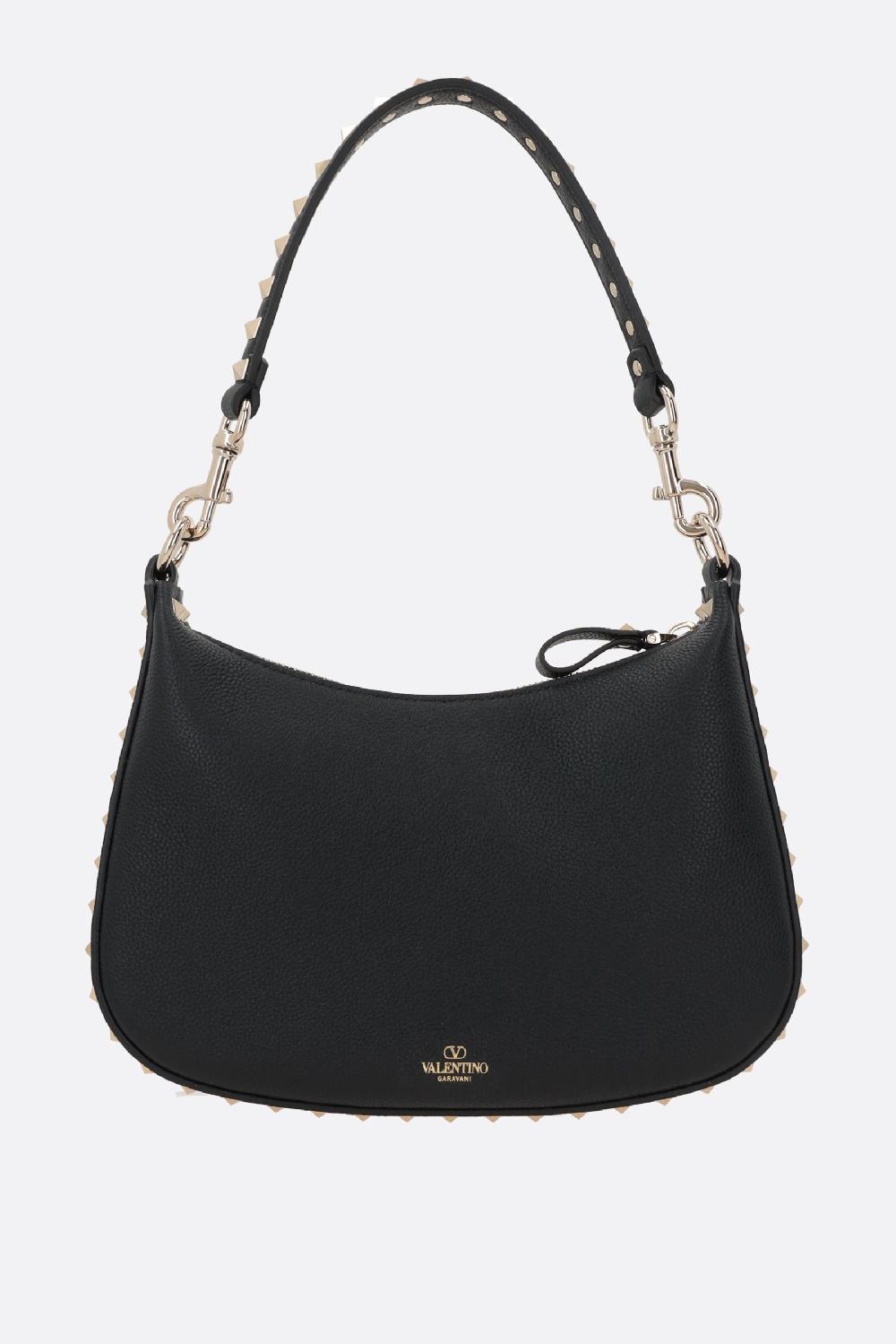 VALENTINO GARAVANI borsa hobo Rockstud small in pelle martellata In Linea