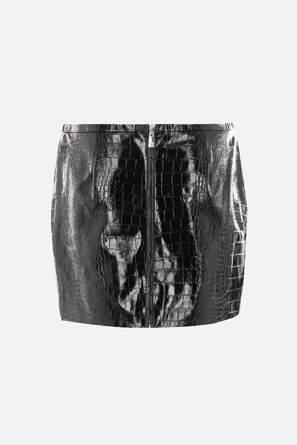 VERSACE minigonna in pelle lucida effetto coccodrillo Vendite Flash