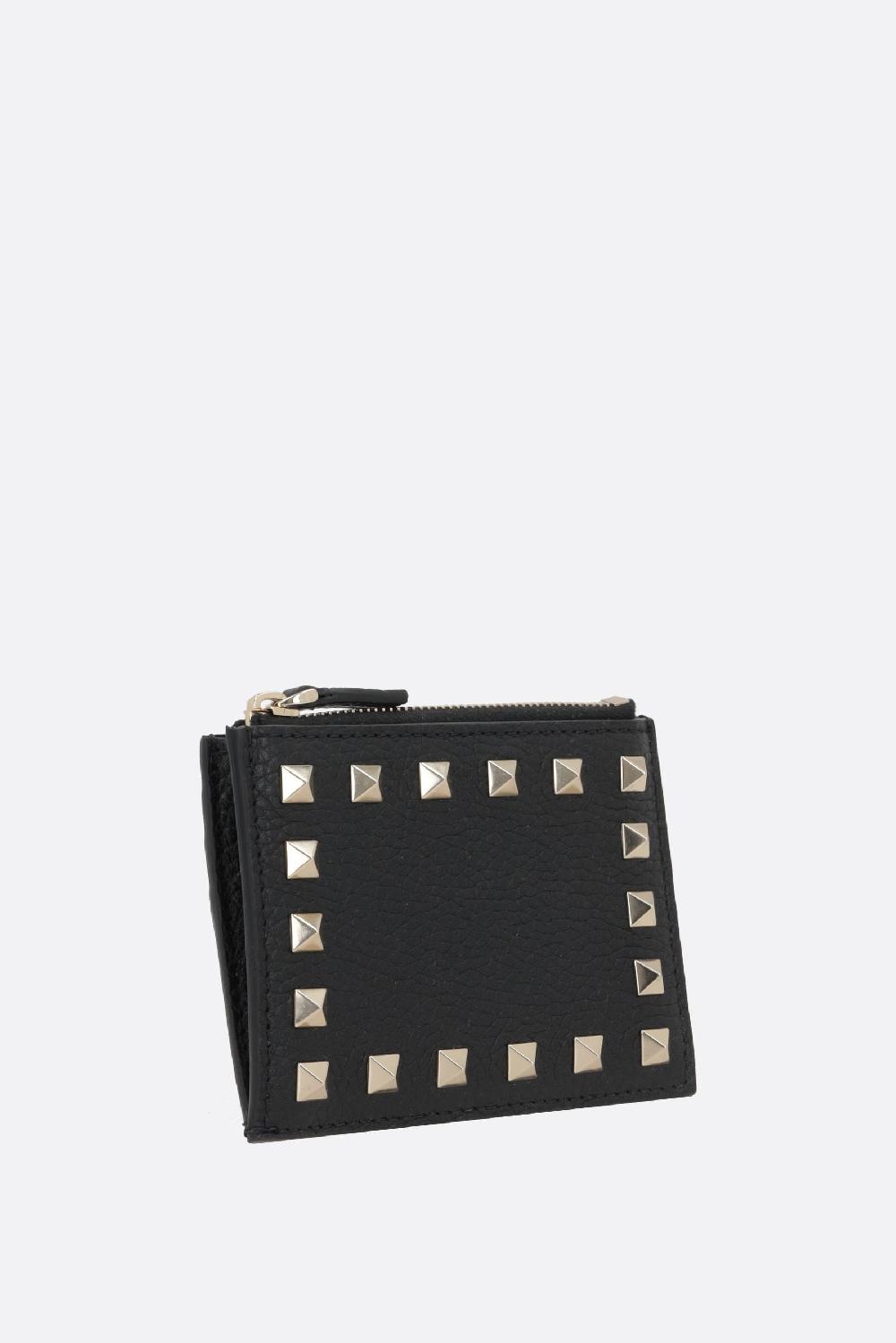 VALENTINO GARAVANI porta carte con zip Rockstud in pelle martellata Offerta