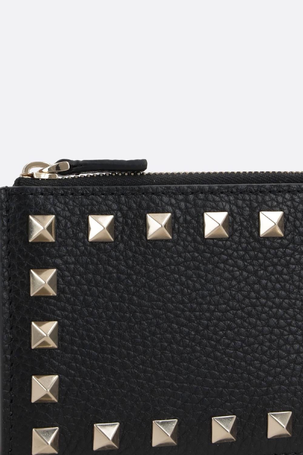 VALENTINO GARAVANI porta carte con zip Rockstud in pelle martellata Offerta