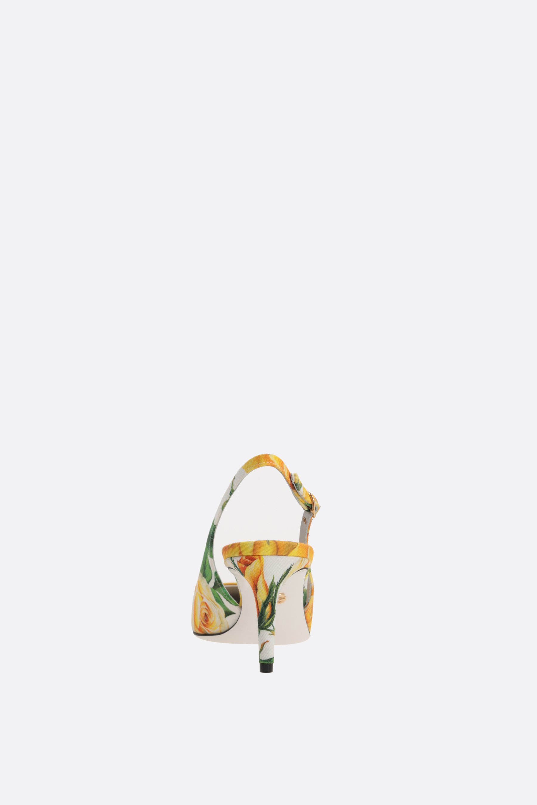 DOLCE & GABBANA slingback in gabardine stampa Rose Gialle Moda