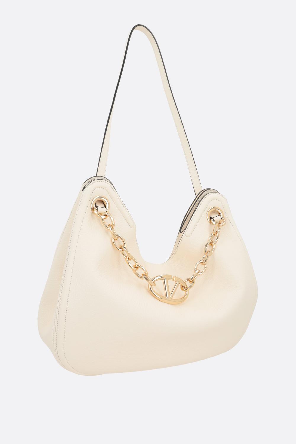 VALENTINO GARAVANI borsa hobo VLogo Gate in pelle martellata Italy