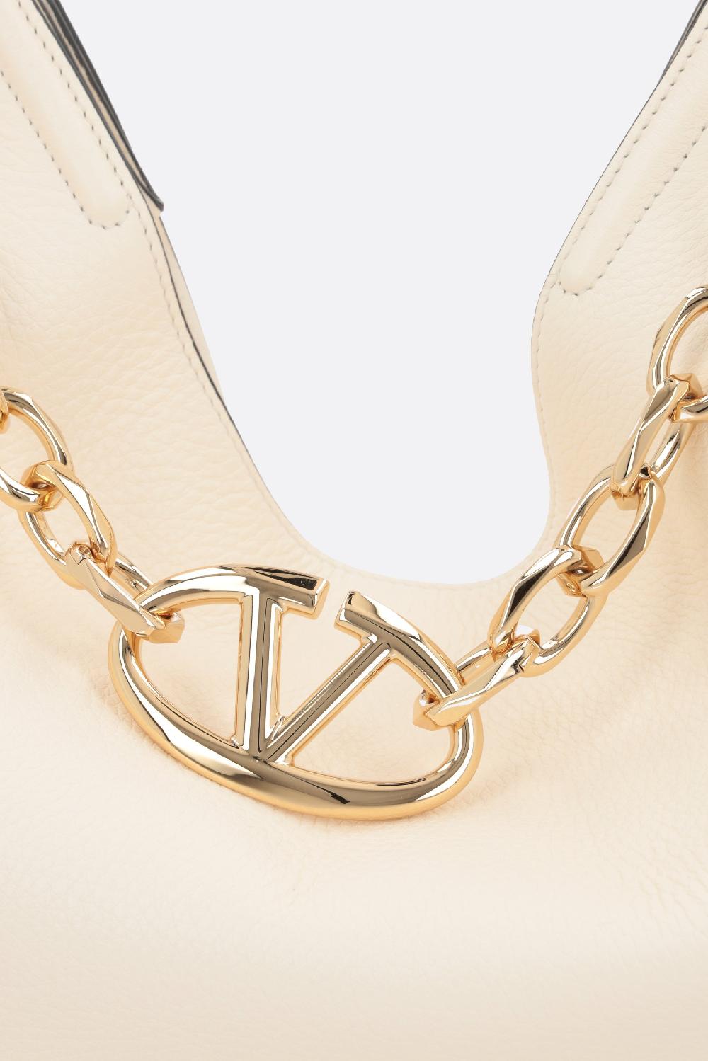 VALENTINO GARAVANI borsa hobo VLogo Gate in pelle martellata Italy