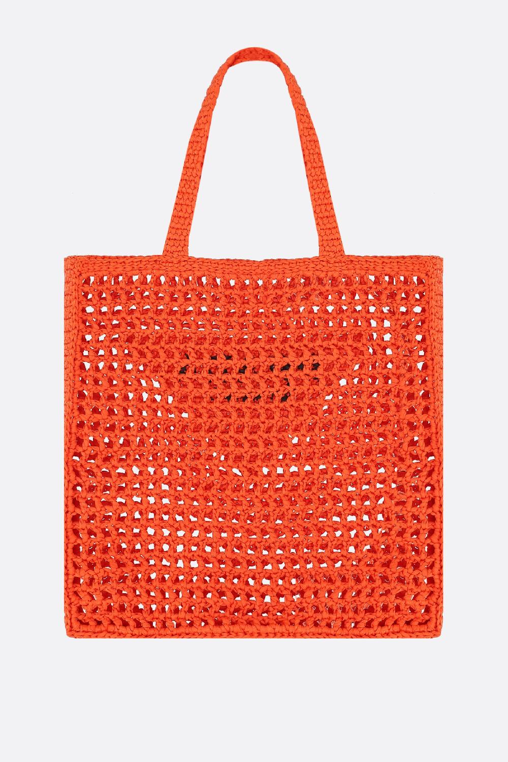PRADA borsa shopping in rafia sintetica ricamo logo Sconto