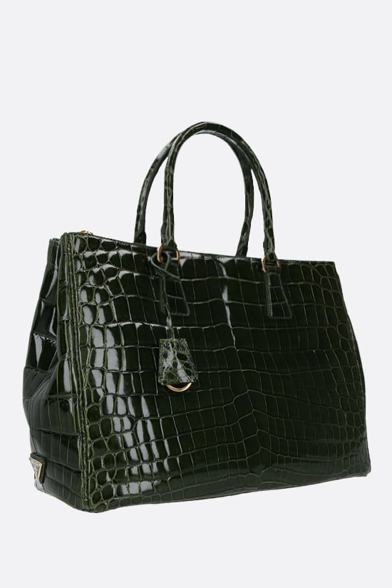 PRADA borsa a mano in pelle di coccodrillo lucido Grandi sconti