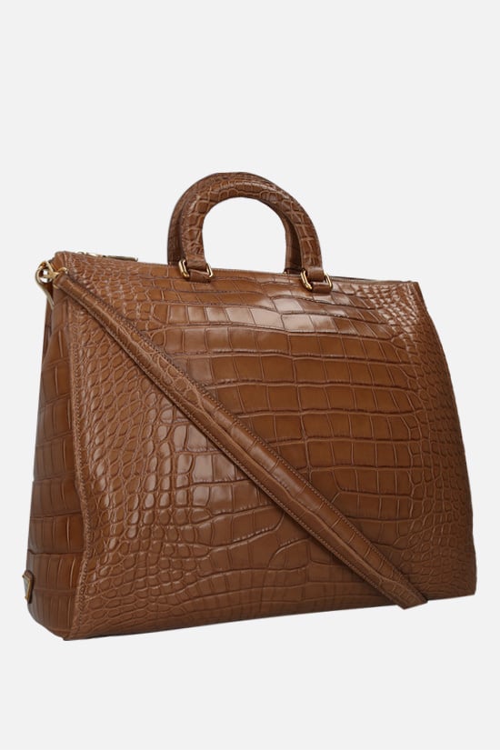 PRADA borsa a mano in pelle di coccodrillo lucido Liquidazione