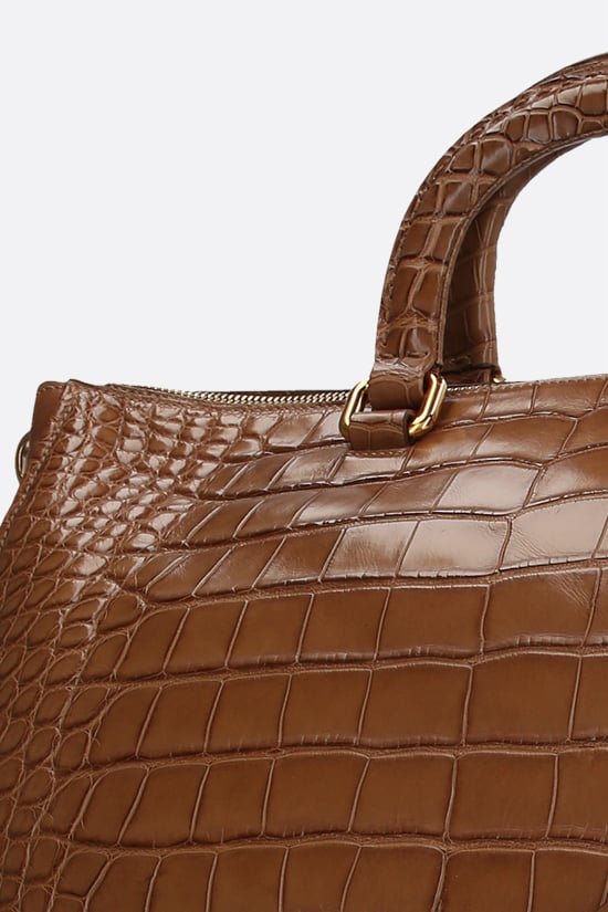 PRADA borsa a mano in pelle di coccodrillo lucido Liquidazione