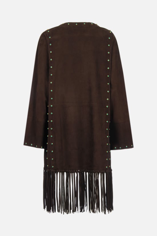 VALENTINO WOMAN cappotto in suede con frange e decorazione gioiello Super Saving Price