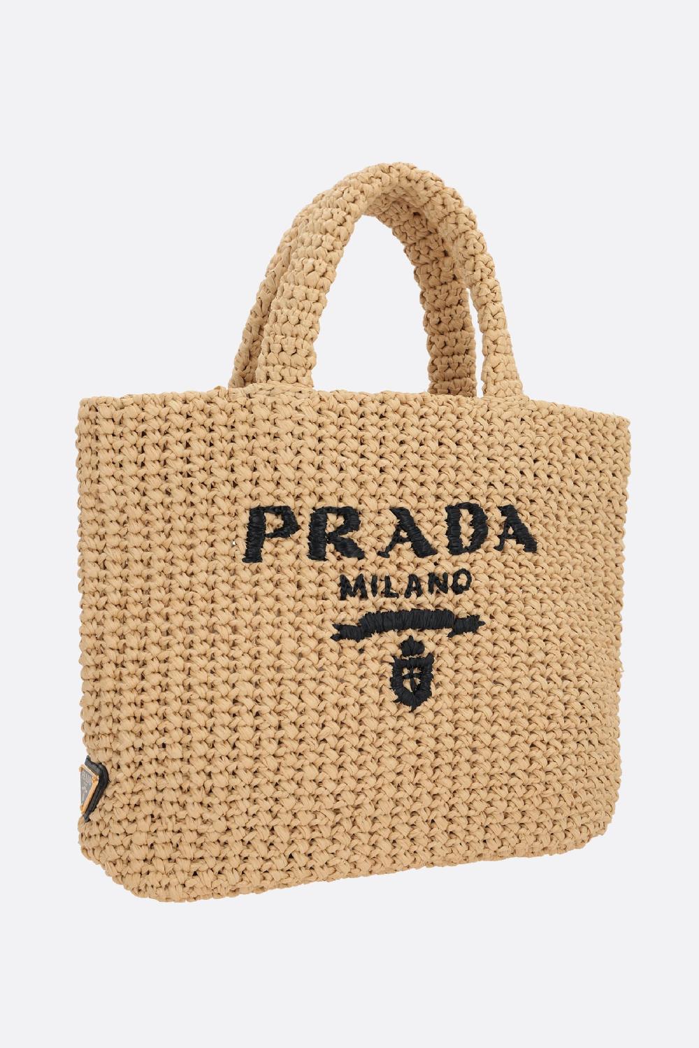 PRADA borsa shopping small in rafia sintetica Fino al 50% di sconto