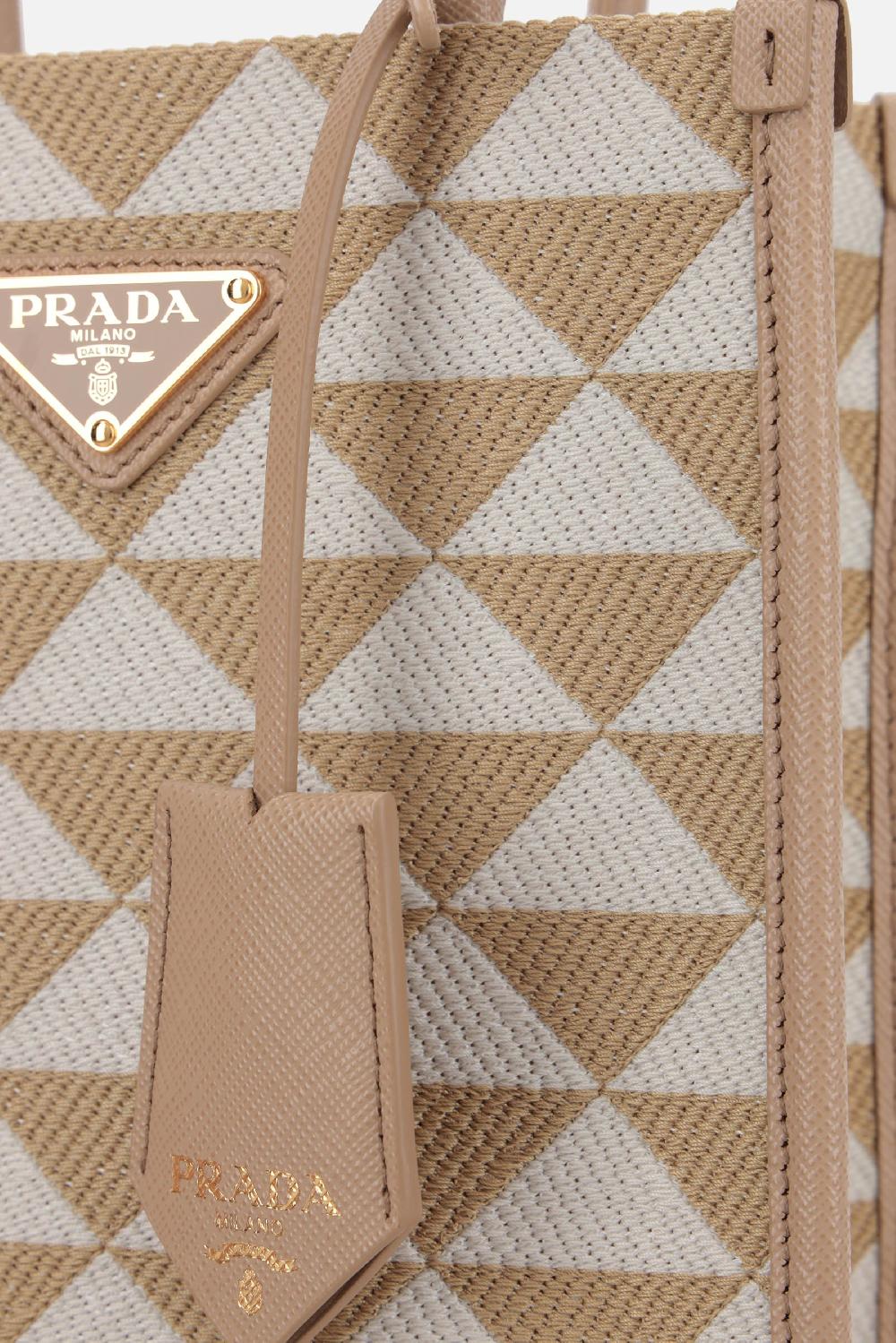 PRADA borsa tote Prada Symbole mini in jacquard Discount Store per i nuovi prodotti
