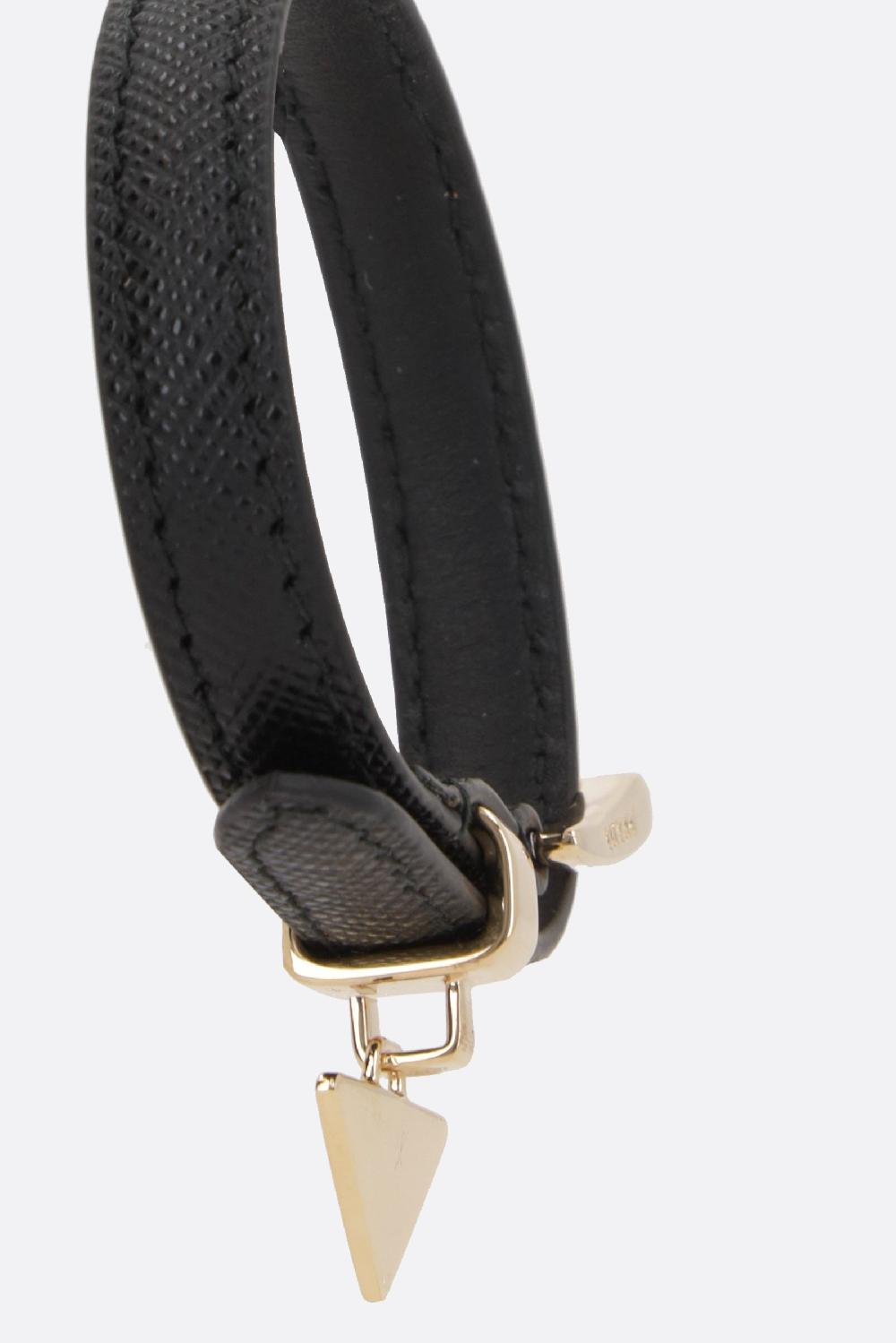 PRADA bracciale in pelle Saffiano con logo Esporta salva