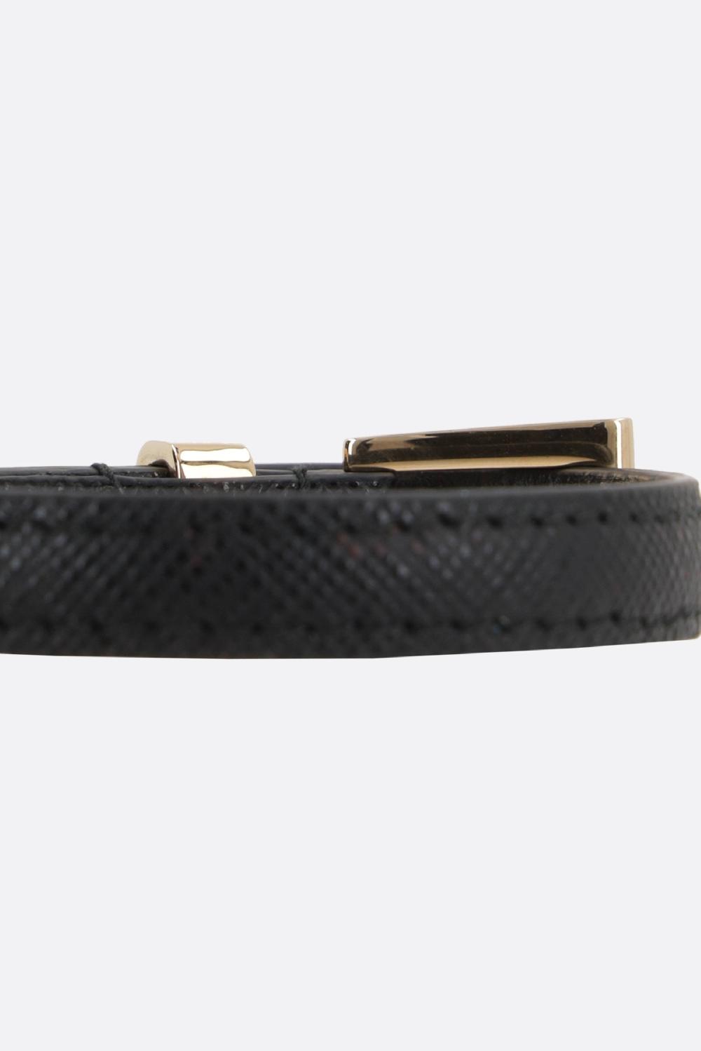 PRADA bracciale in pelle Saffiano con logo Esporta salva