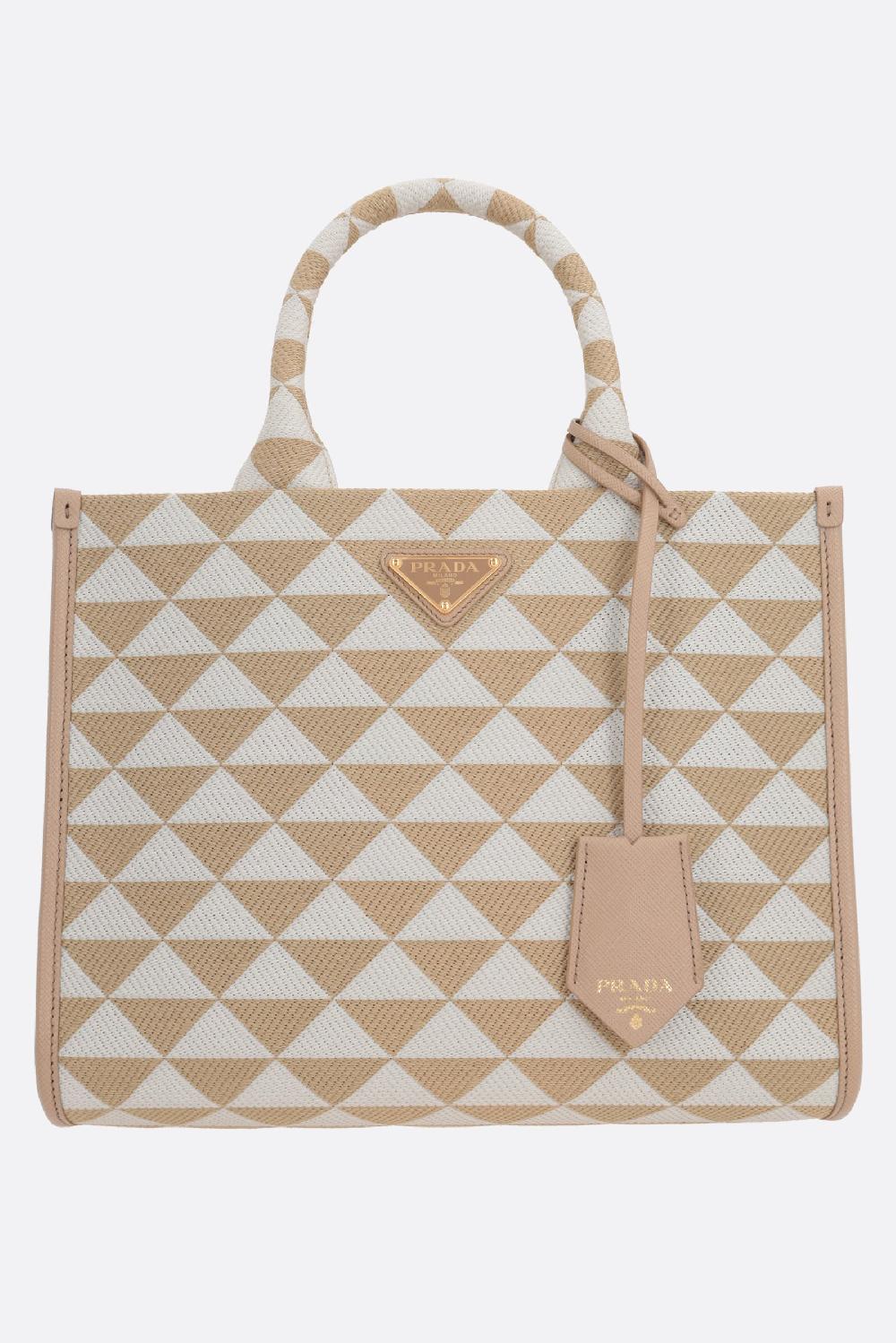 PRADA borsa tote Prada Symbole small in jacquard 50% di sconto per tempo limitato