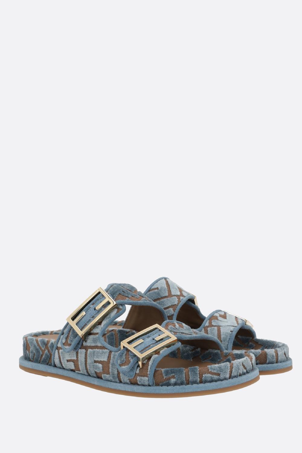 FENDI sandalo flat Fendi Feel in velluto jacquard FF Spedizione Gratuita