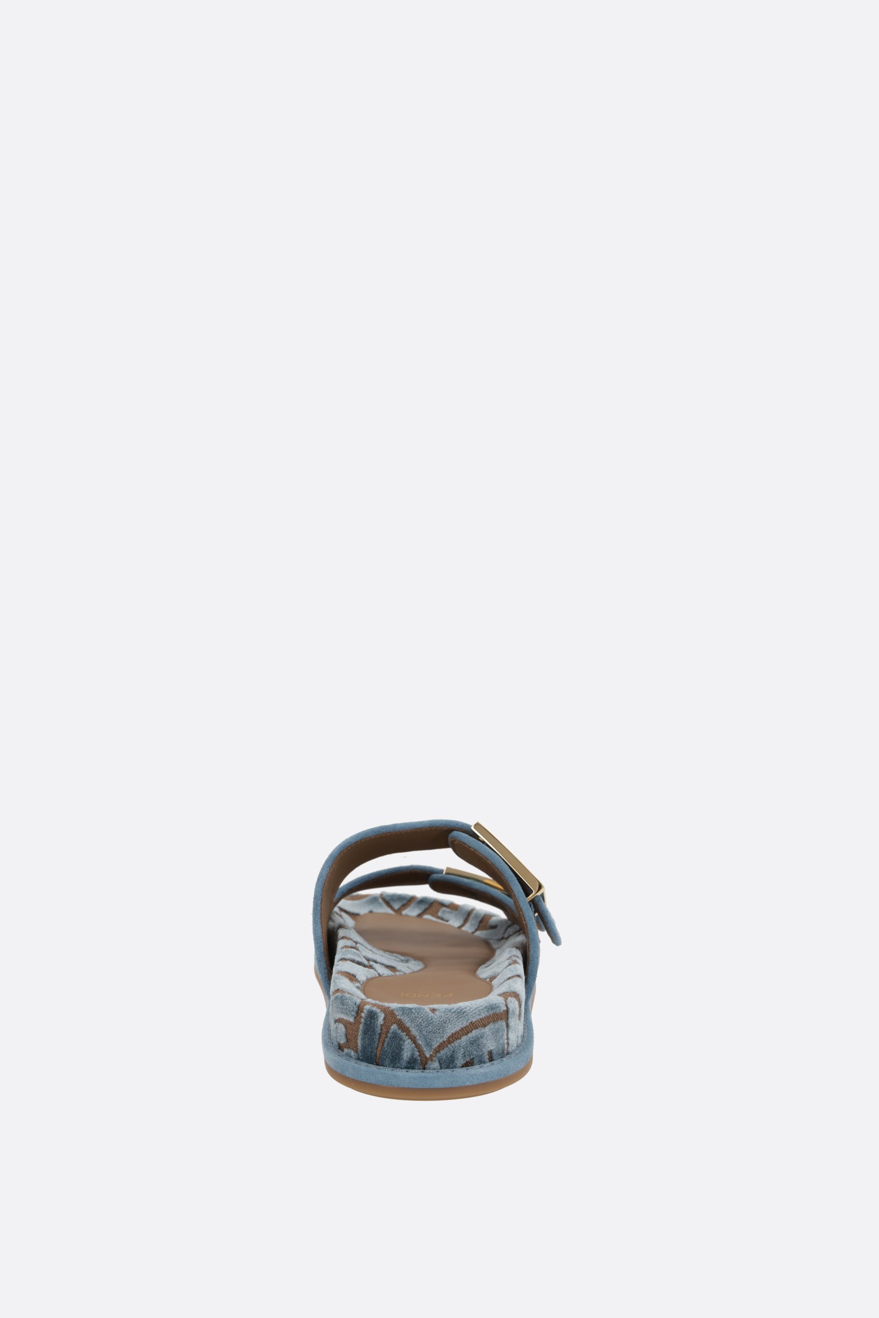 FENDI sandalo flat Fendi Feel in velluto jacquard FF Spedizione Gratuita