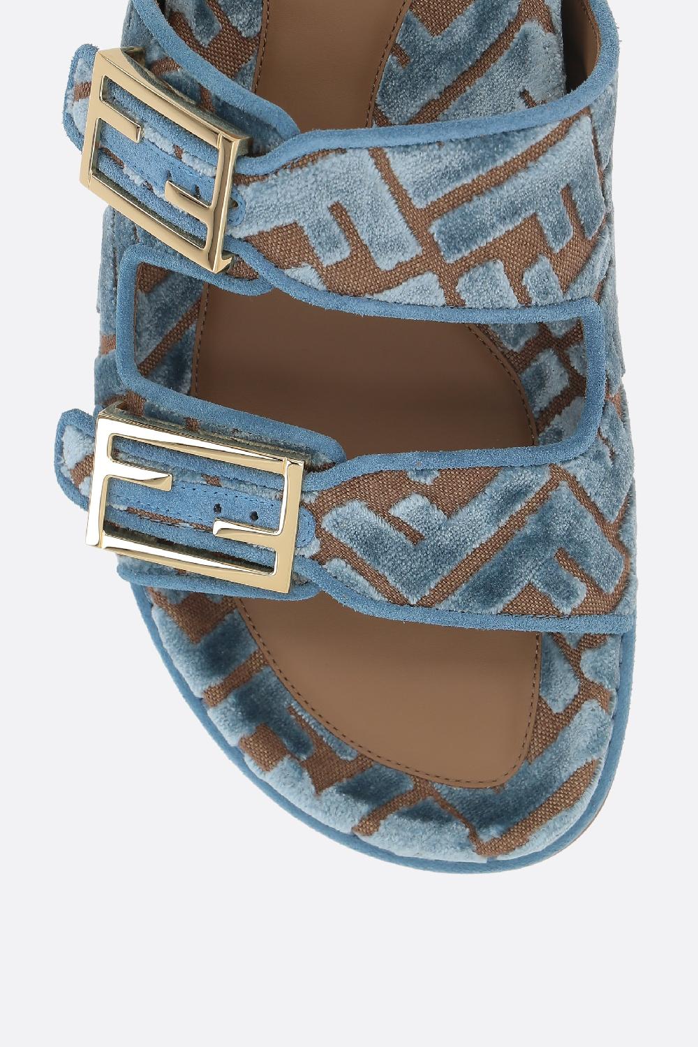 FENDI sandalo flat Fendi Feel in velluto jacquard FF Spedizione Gratuita