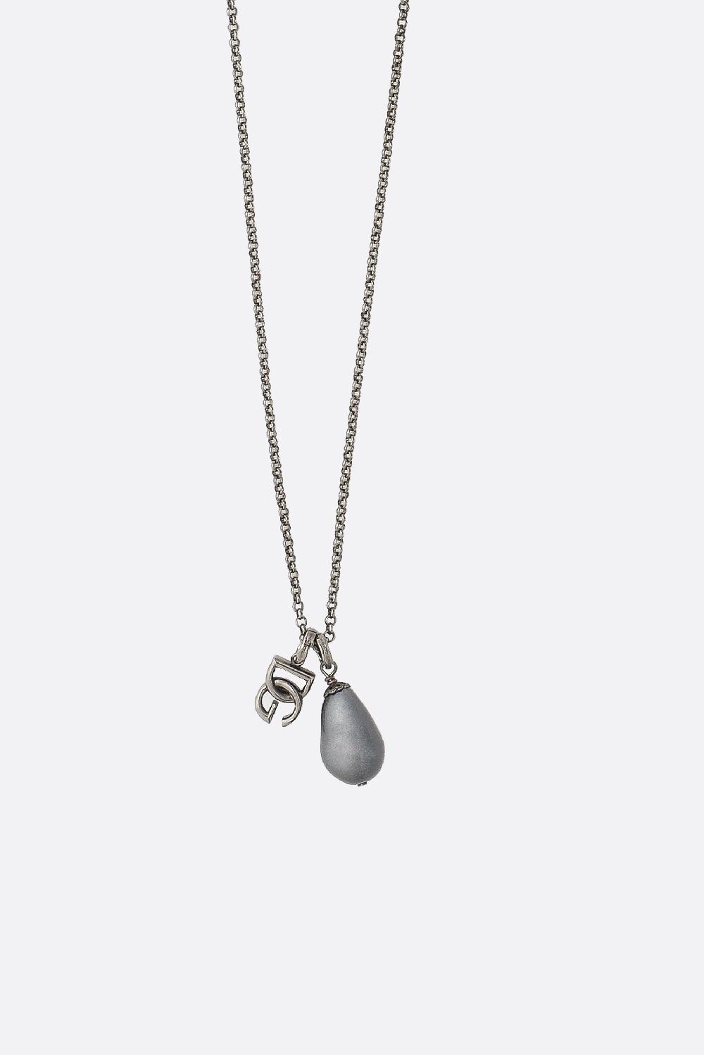 DOLCE & GABBANA collana a catena in ottone con goccia e logo DG Prezzo Ridotto