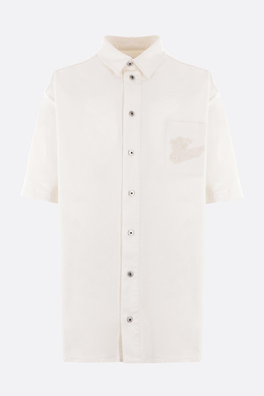OFF WHITE giacca-camicia oversize in denim ricamo logo 90's Saldi